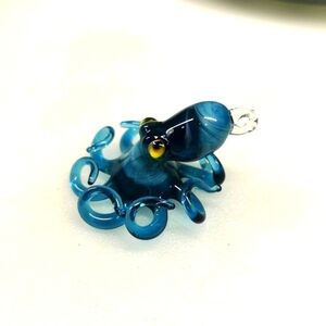 Blue translucent octopus pendant large